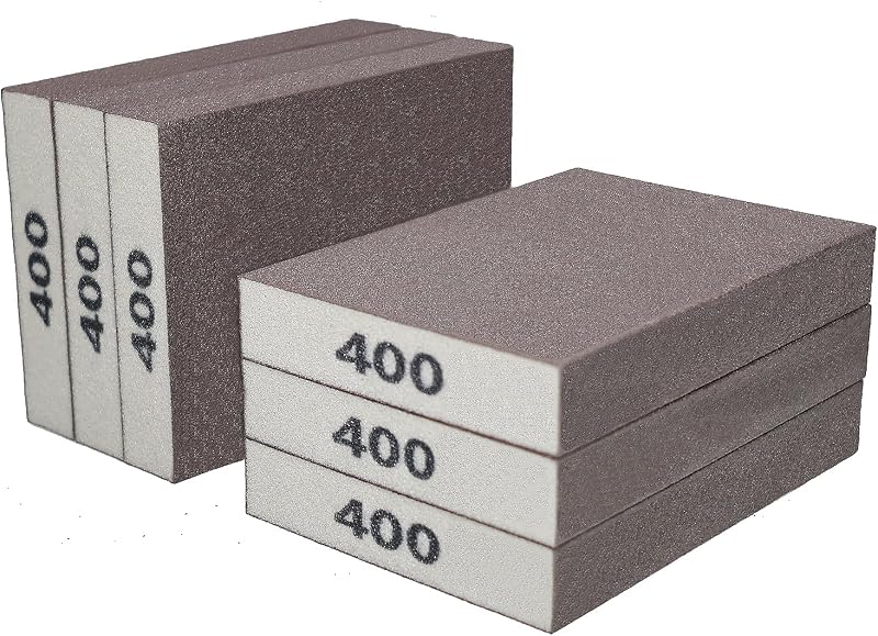 6 Pzas Bloques Lijado 400 Grano Esponja Reutilizable