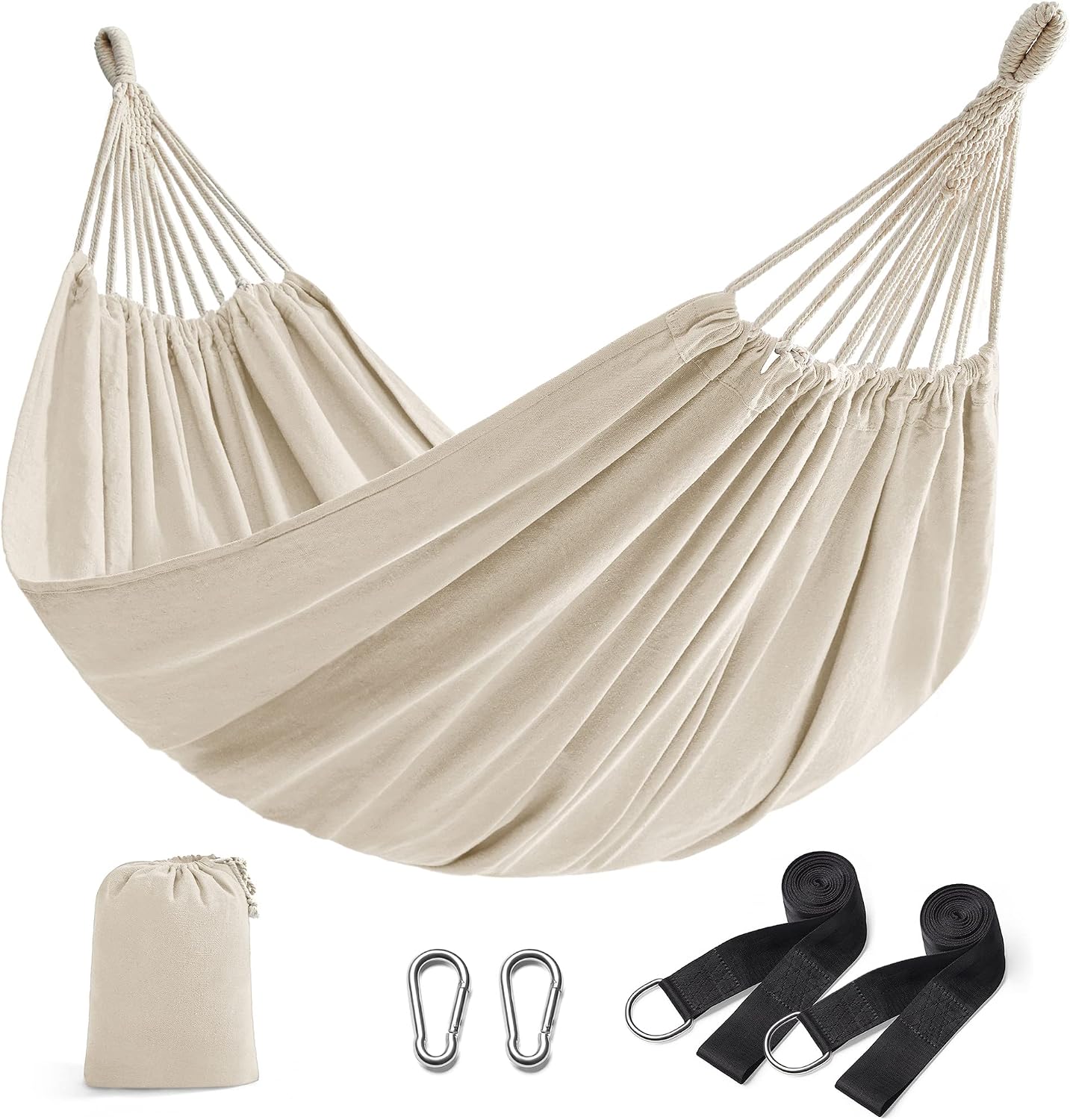 Hamaca doble 98x59pulg 660lb con bolsa compresion beige