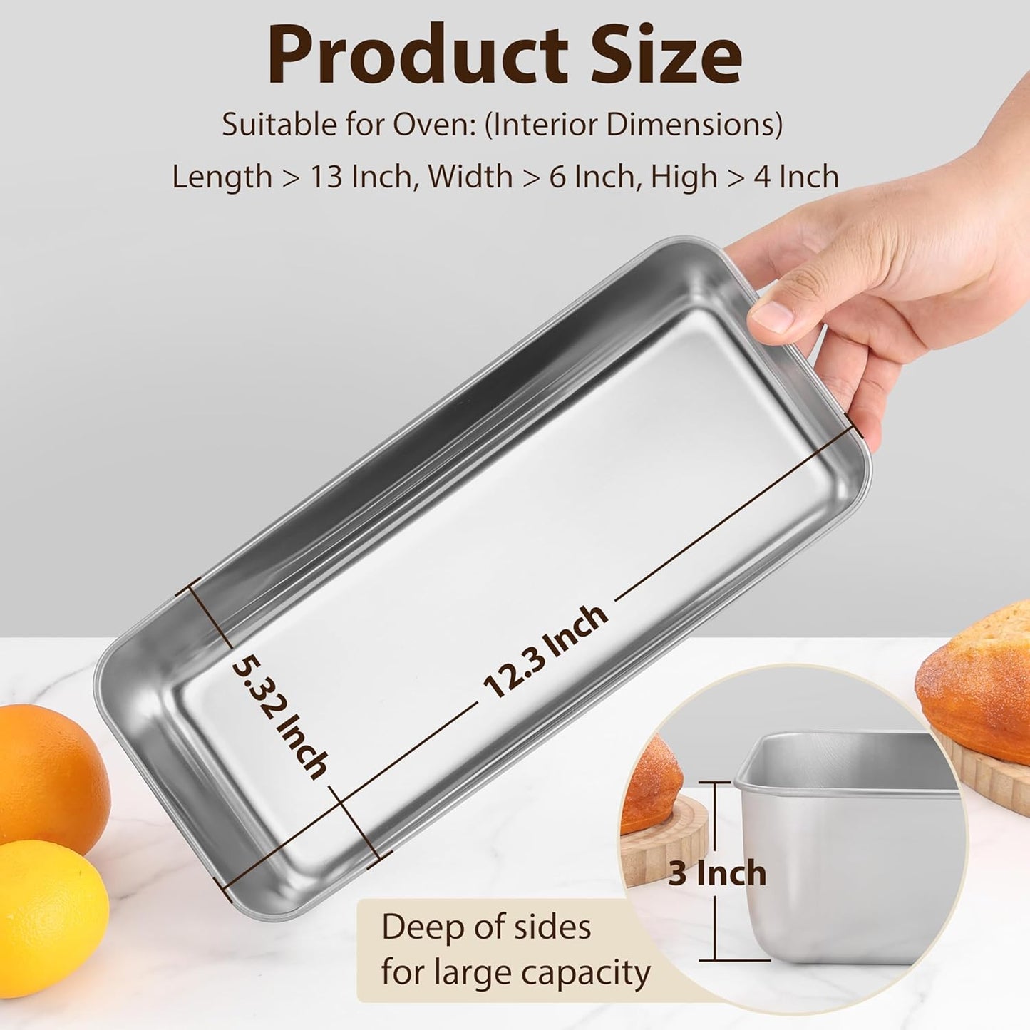 Moldes pan acero inox 30x13cm 3 Pzas horno lavavajillas