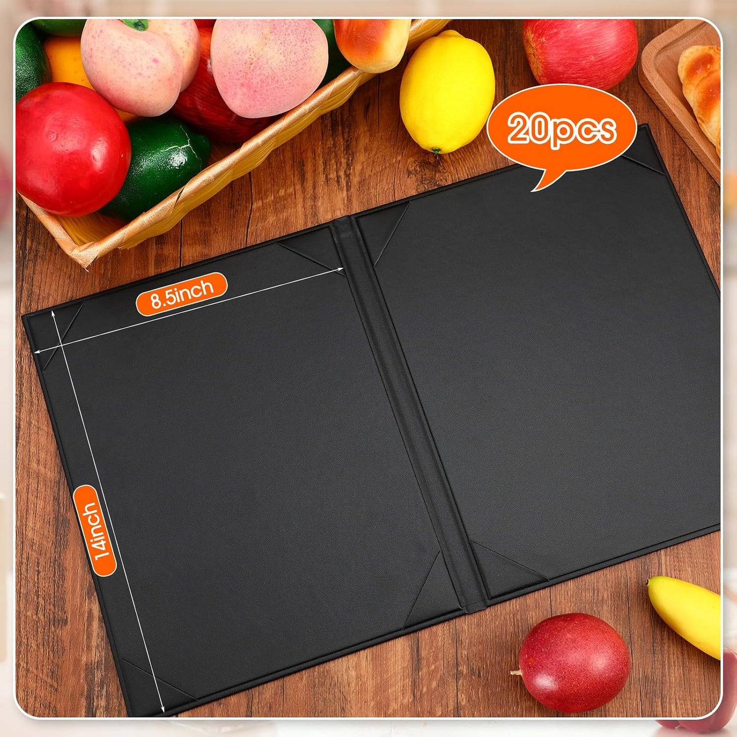 20 Fundas Cuero Menú 8.5x14pulg Impermeables Doble Vista