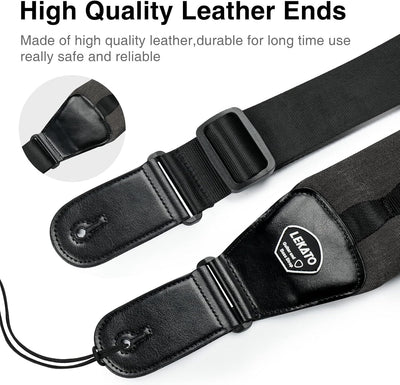 Correa guitarra bajo 45-55pulg espuma gruesa 6 púas negro