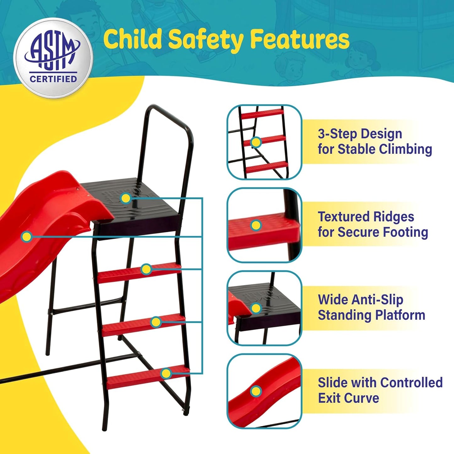 Escalera tobogán ondulado para trampolines