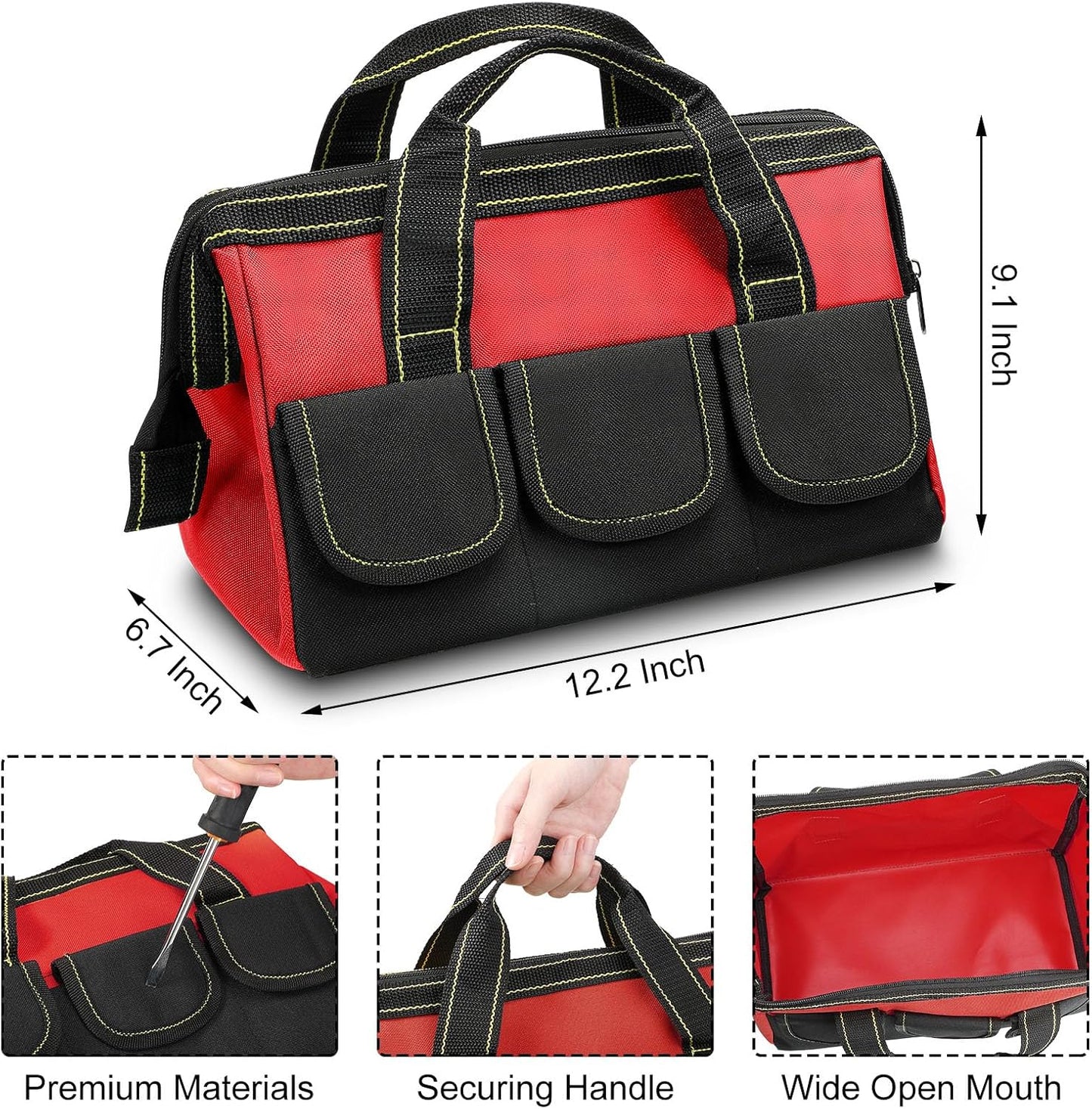 3 Pzas Bolsa Herramientas Dura Impermeable Boca Ancha