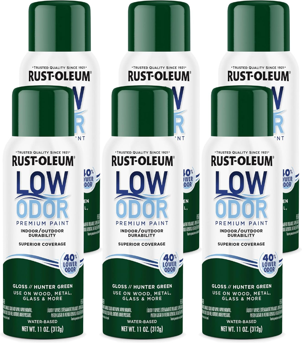 Pintura spray sin olor brillo verde hunter 6 pzas