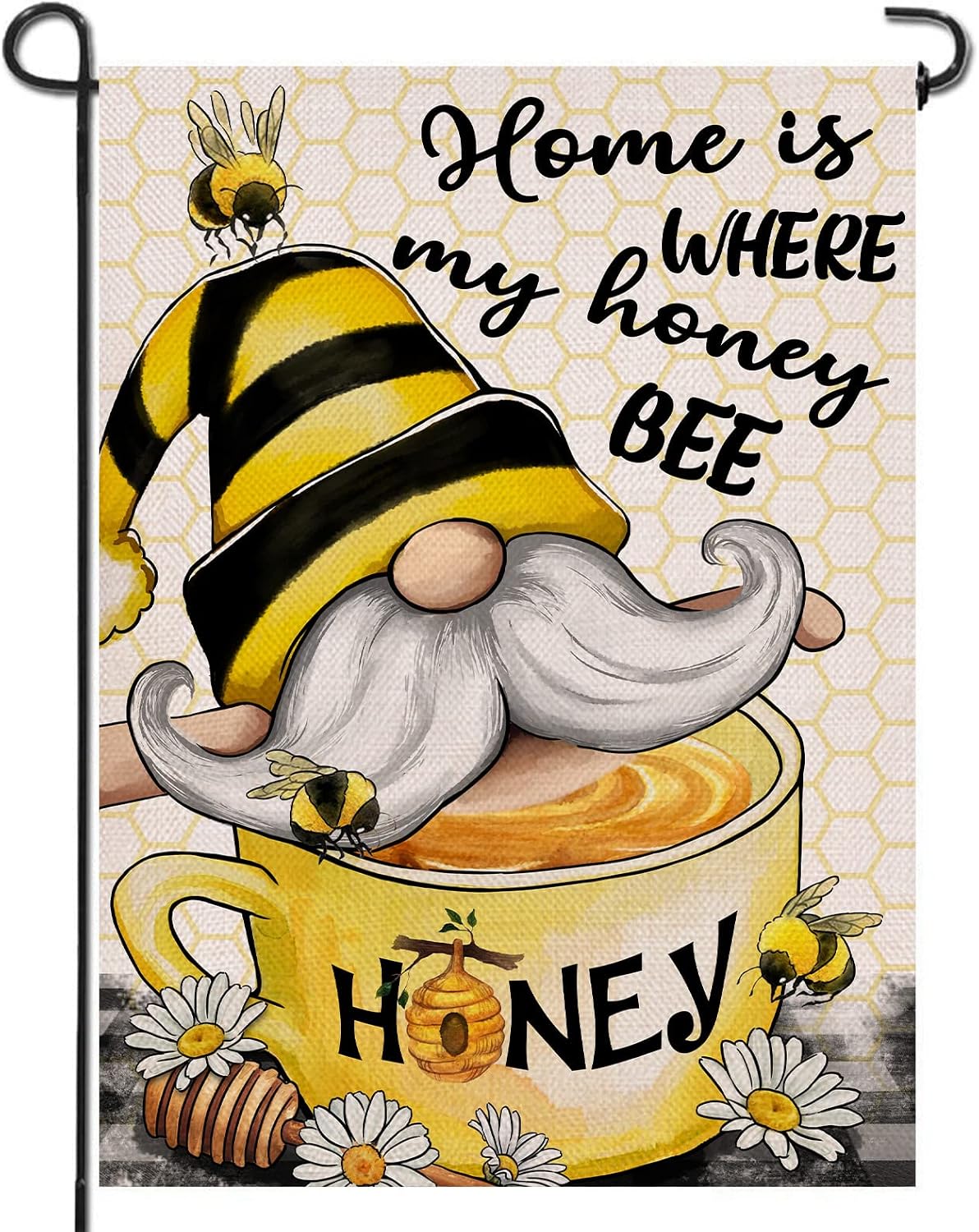 Bandera decorativa jardín 12x18" Gnomo Bumble Bee