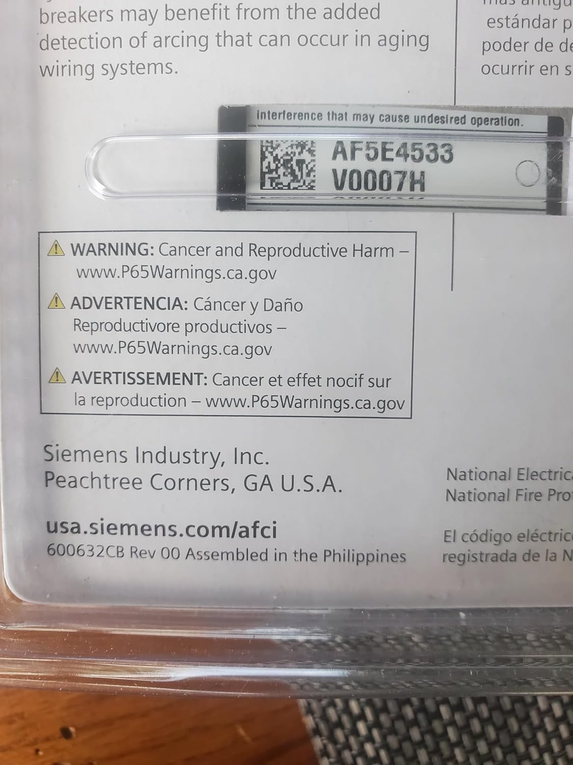 Disyuntor neutro Siemens 20A modelo Q2020AFCNP