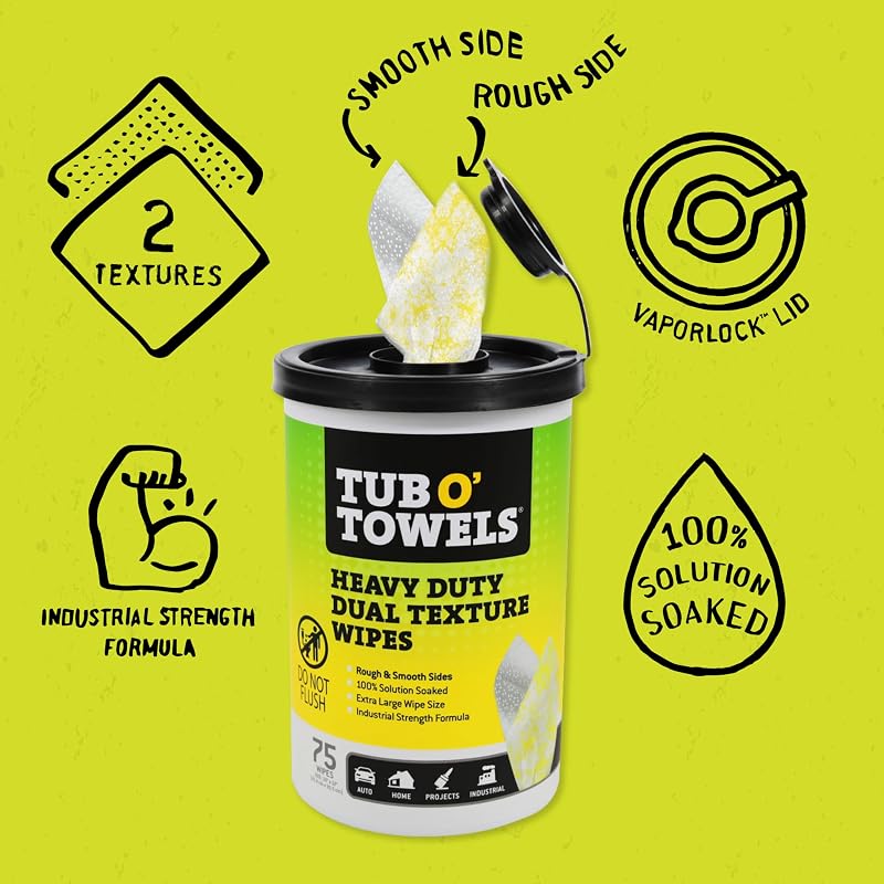 Toallitas limpieza XL 10x12pulg 75uds desengrasante hogar garaje