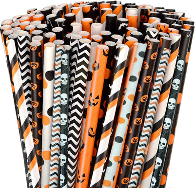 Pajitas calabaza Halloween biodegradables 7.75pulg pack 100