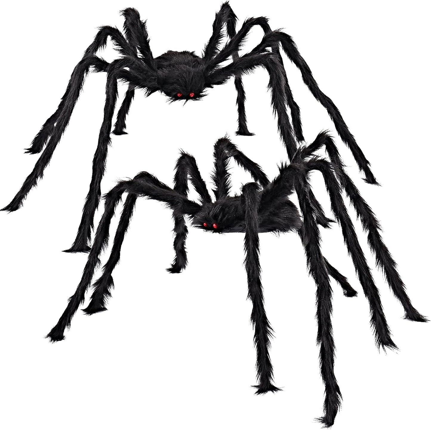 2 Decoraciones Halloween 5ft Arana Negra Peluda Exteriores