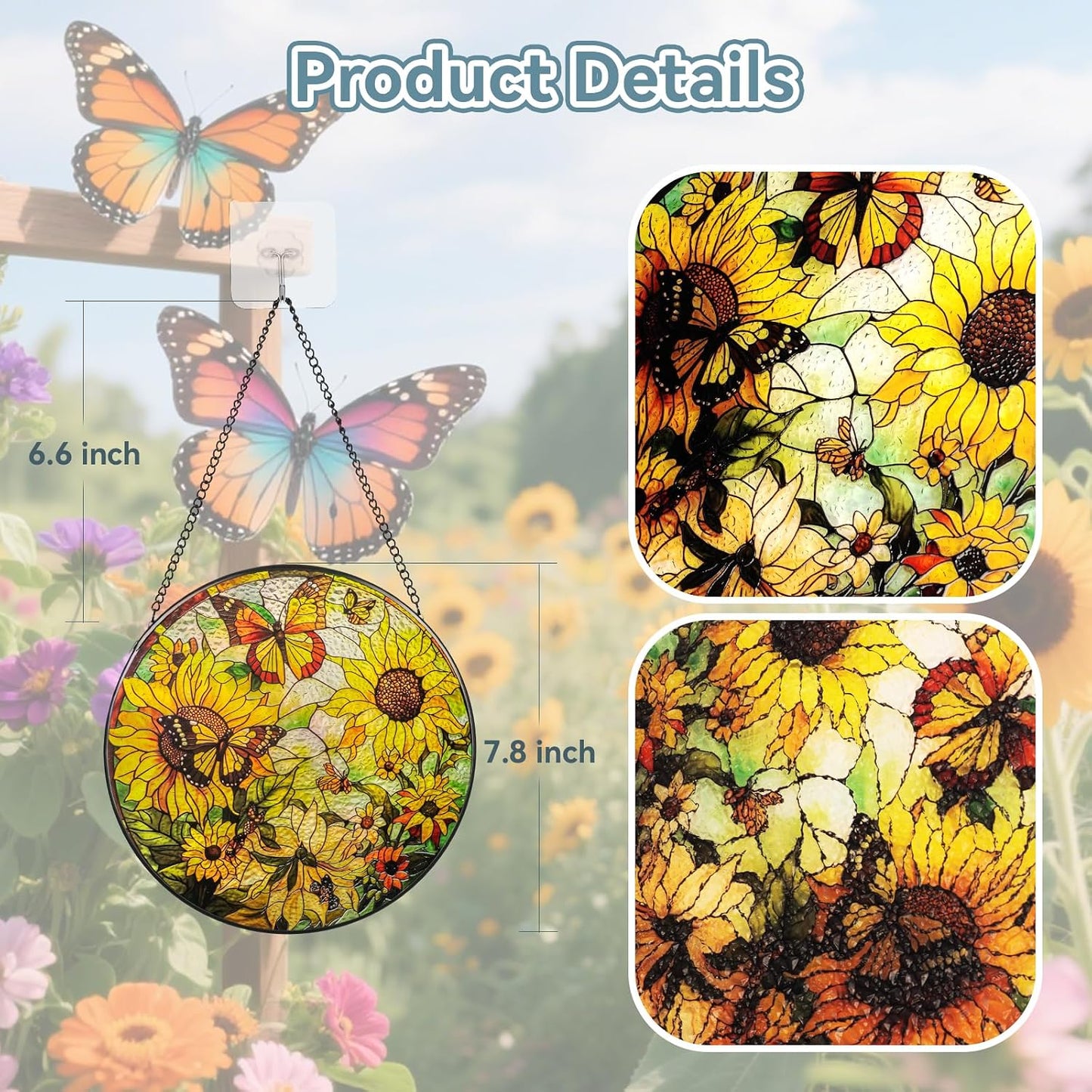 Atrapasoles cristal girasol cadena metal decoración