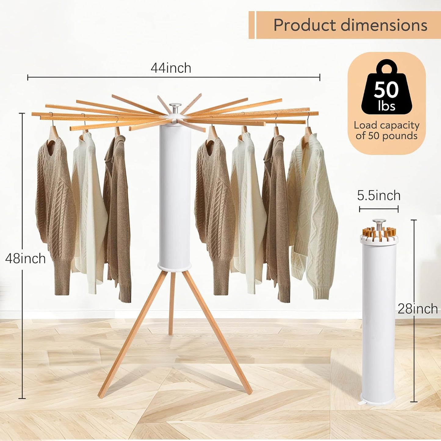 Estante secado ropa plegable 16 brazos color blanco 50lb