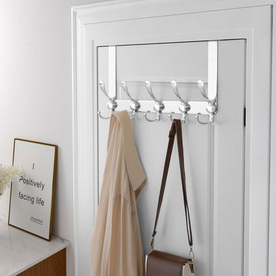 Gancho puerta acero inox 5 ganchos triples cromado