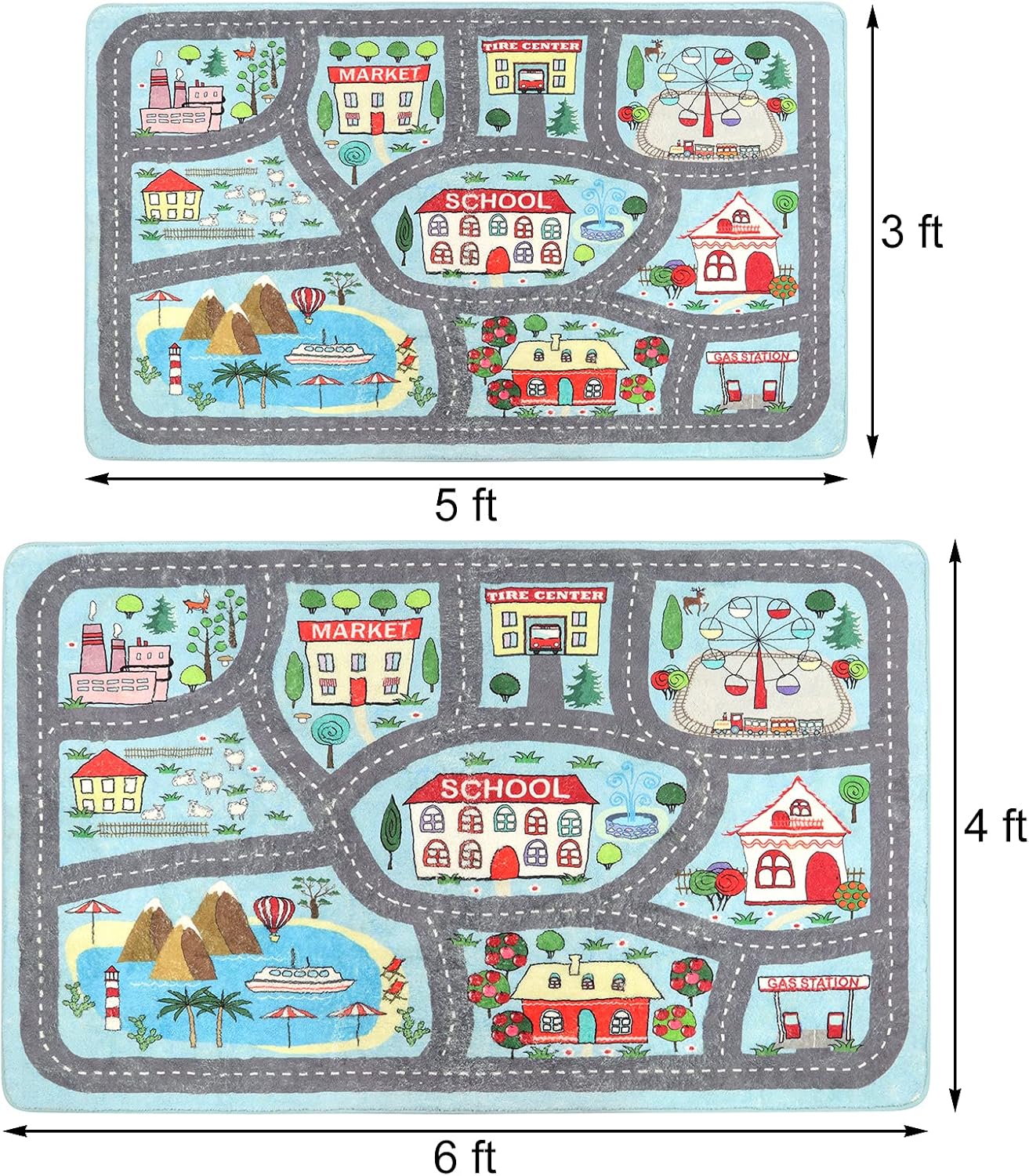 Alfombra educativa antiderrap para niños 4x6ft