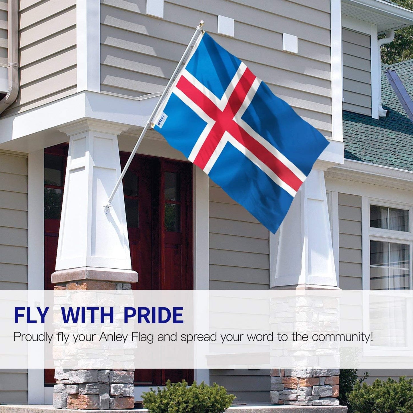 Bandera Islandia 3x5ft poliéster ojales latón doble costura