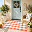 Alfombra cuadros naranja y blanco para exteriores 3x5"