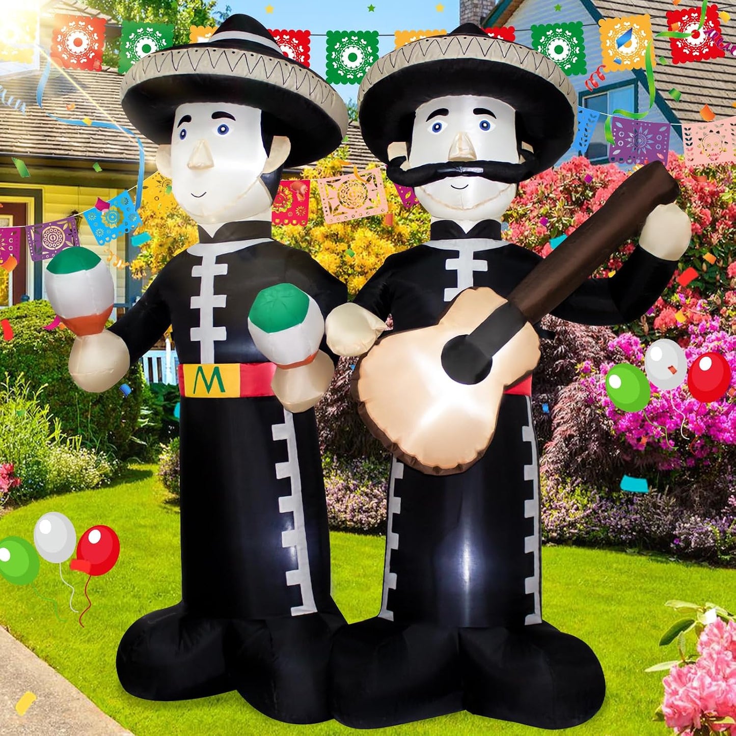 Mariachi inflable 6 pies luces LED fiestas mexicanas