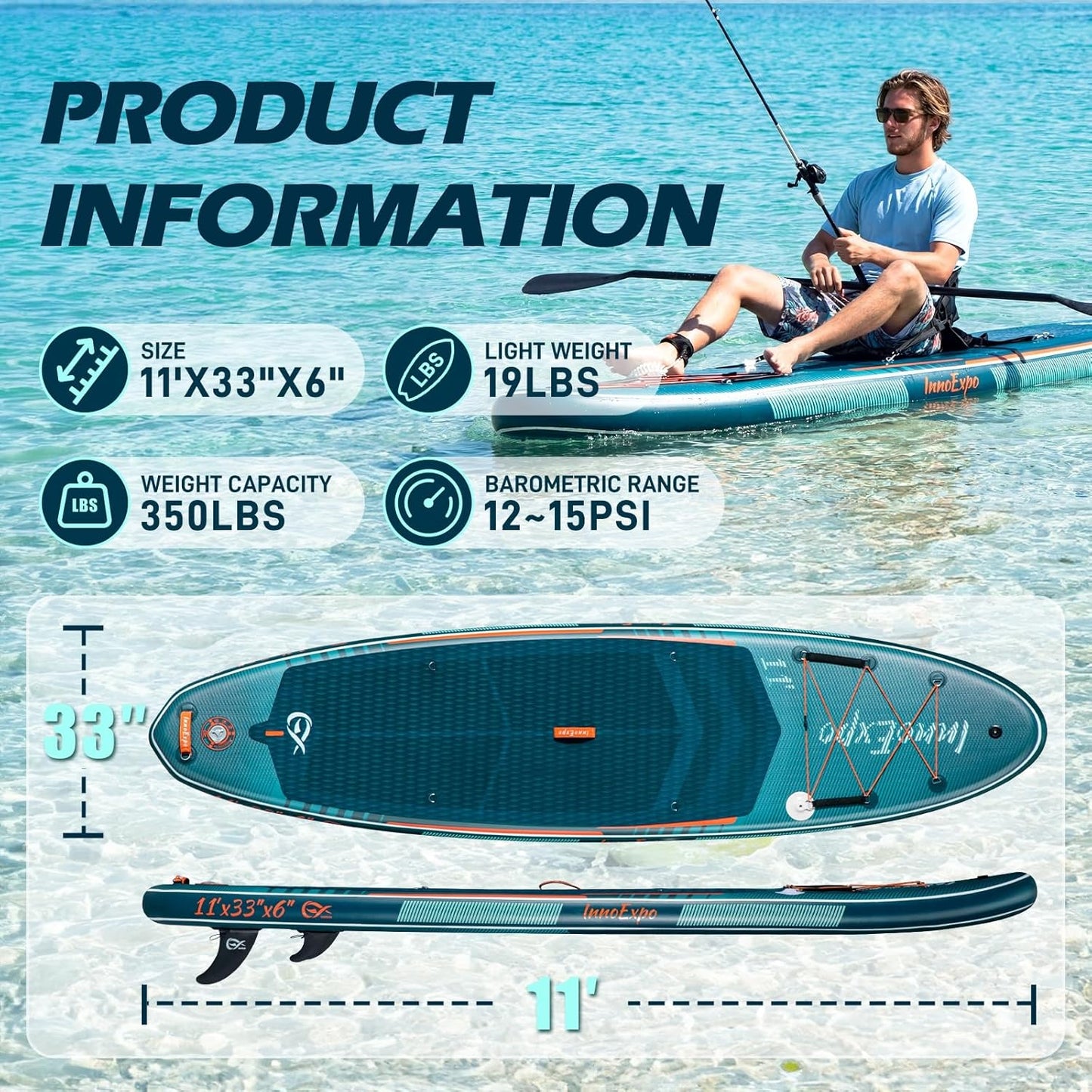 Tabla inflable SUP 11 pies antiderrap jovenes adultos