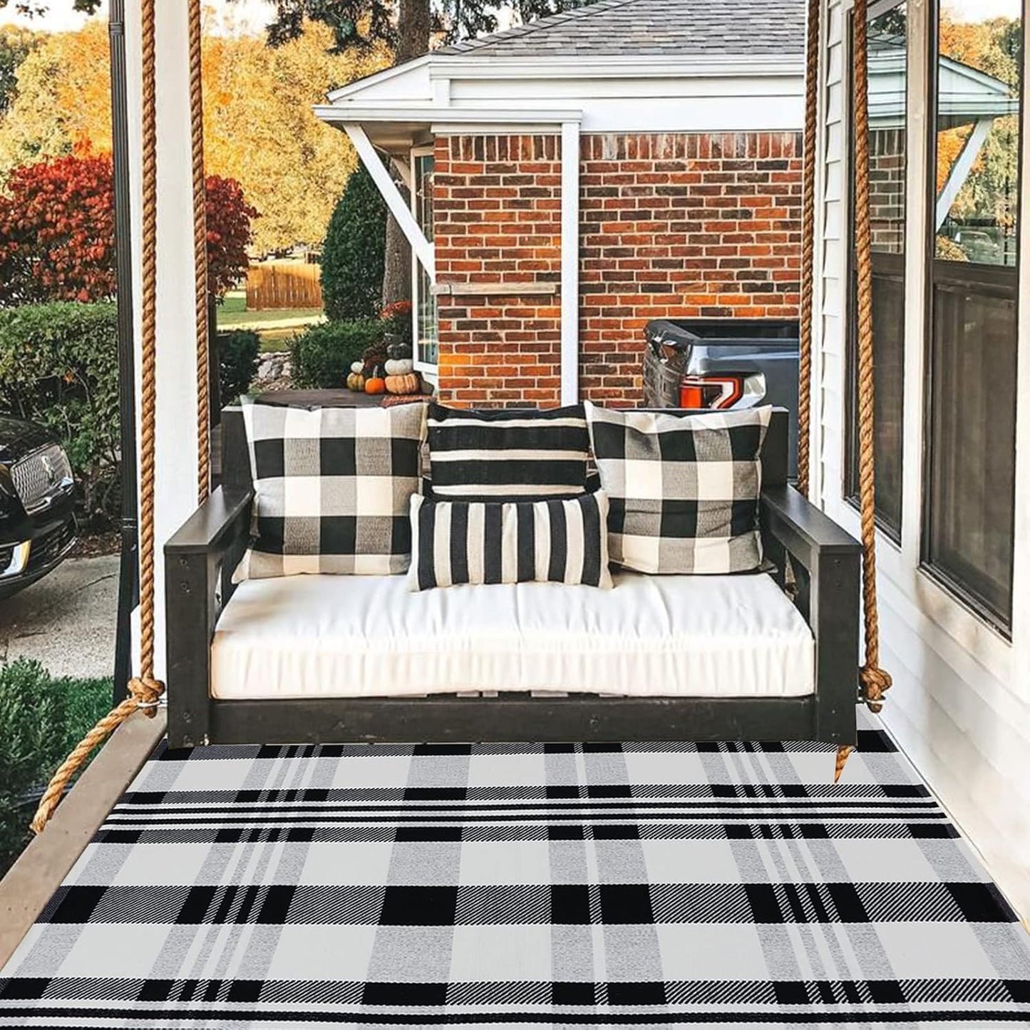 Alfombra algodón tejida a mano 4x6ft puerta interiores