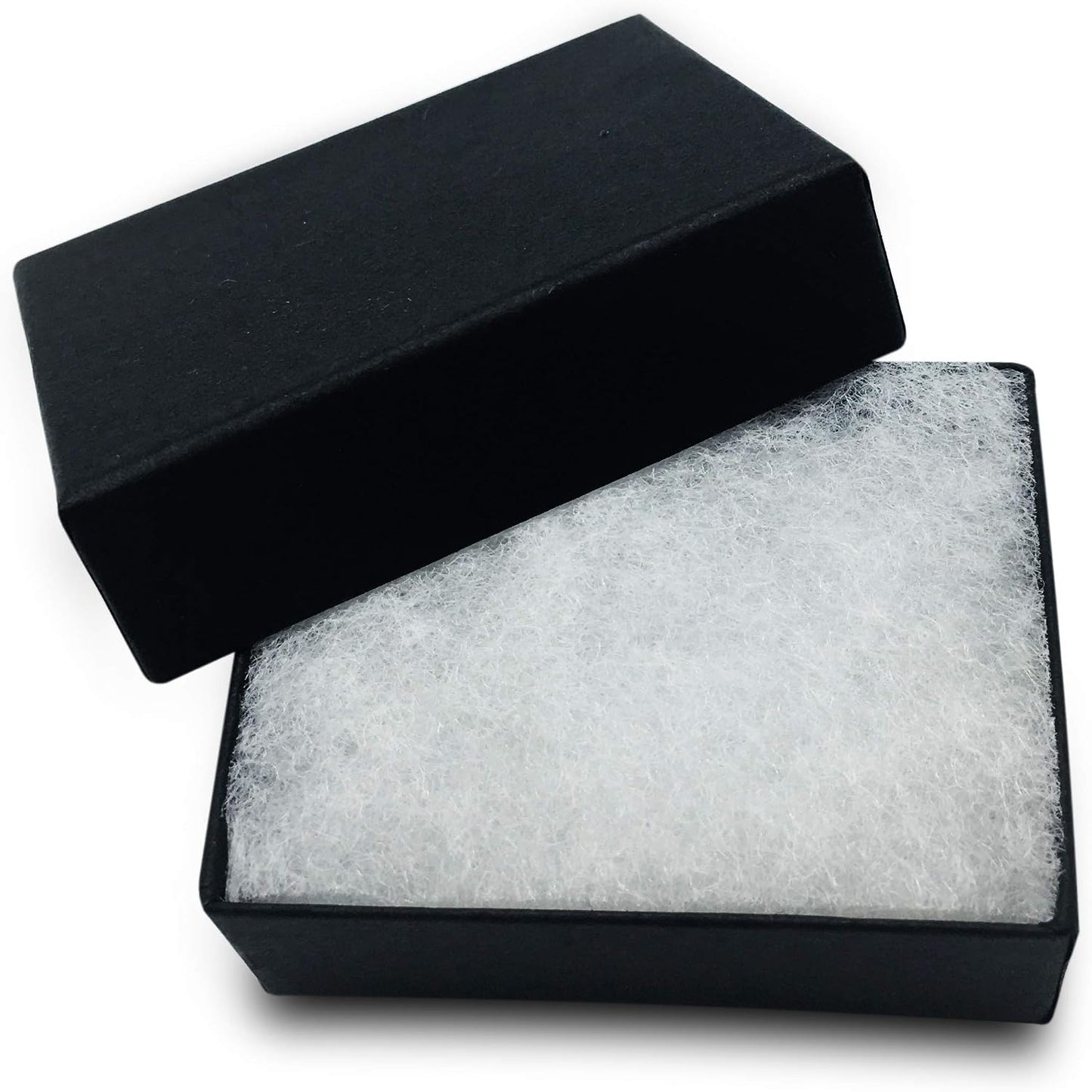 25 Cajas Regalo Cartón Relleno Algodón Negro 2.1x1.8"