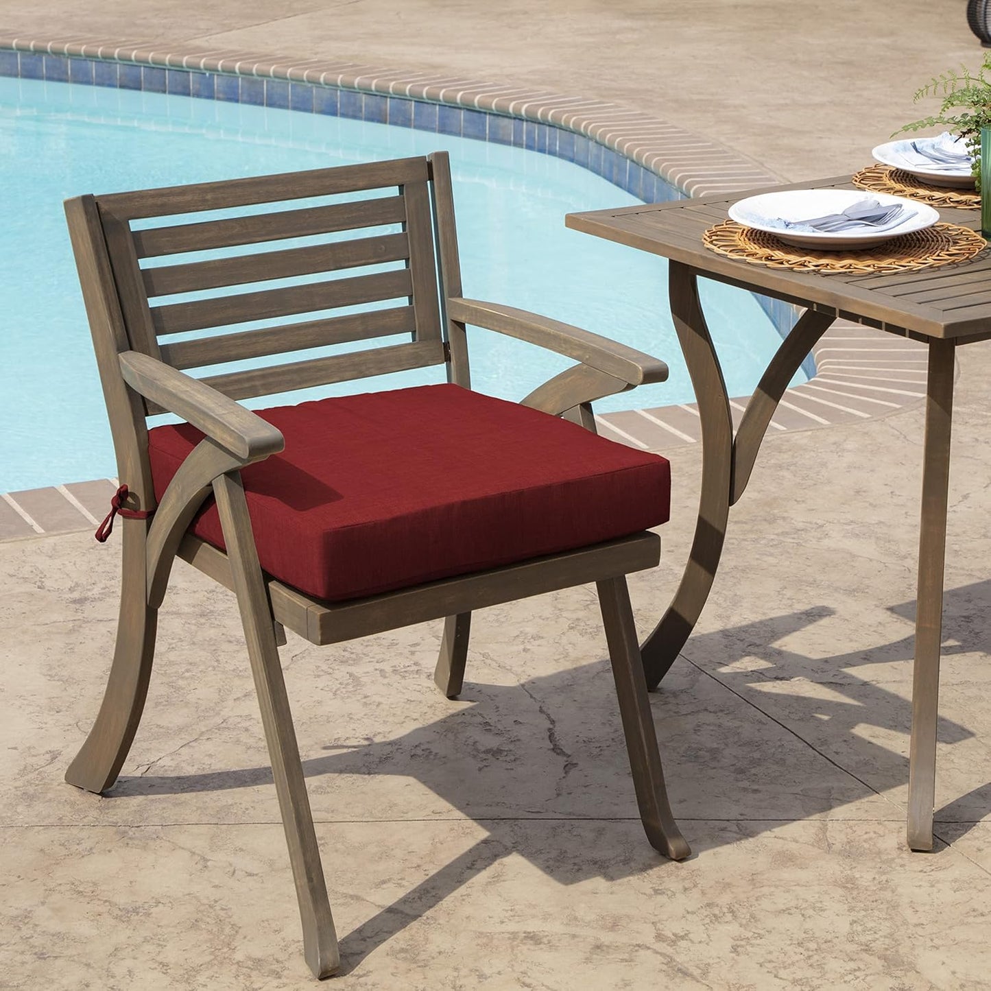 Cojín asiento 21x21" resistente lluvia silla patio rojo rubí