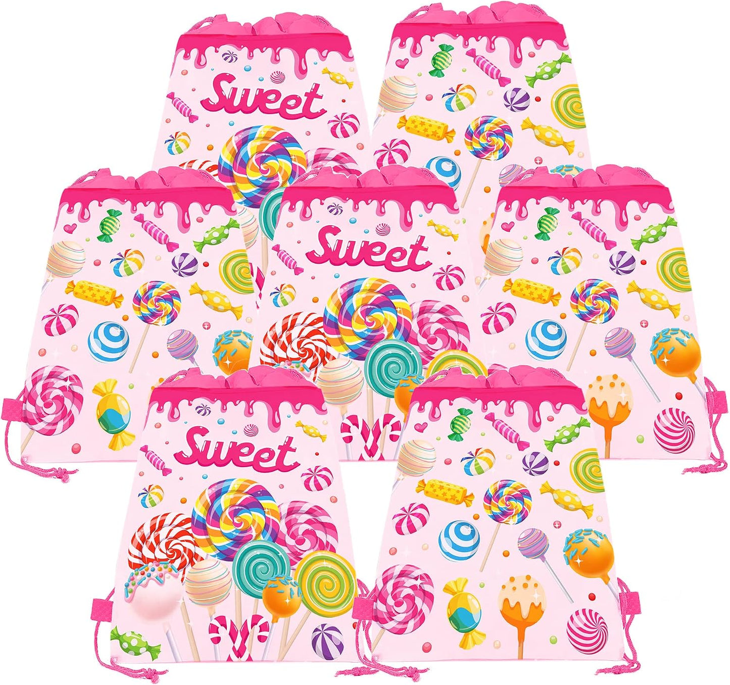 12 Bolsas Fiesta con Cordón Piruleta para Niños 10.6x13.4pulg
