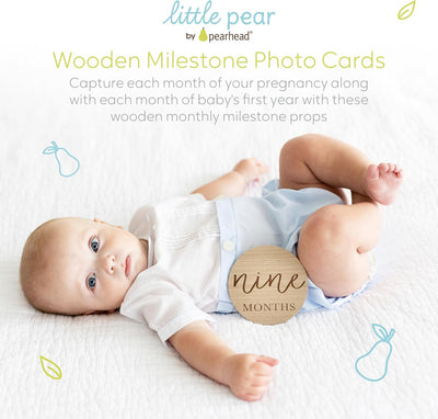 Tarjetas madera hitos bebé doble cara 1-12 meses