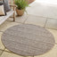 Alfombra rayas al aire libre Maia 10ft redonda natural/negro