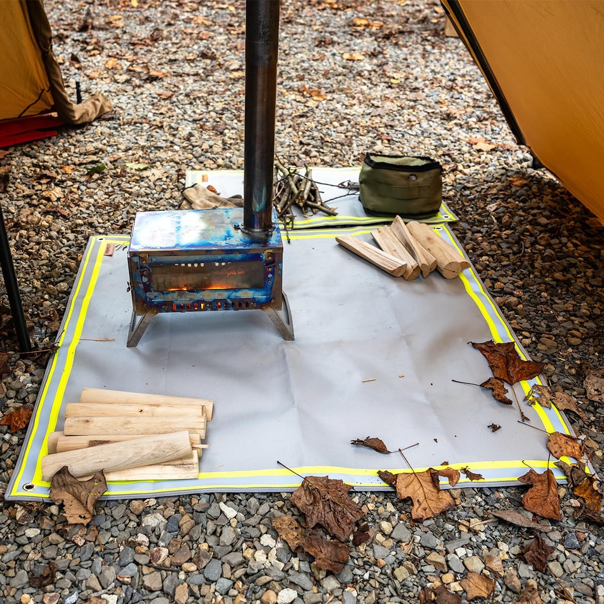 Alfombrilla estufa leña 40pulg para parrilla cubierta patio