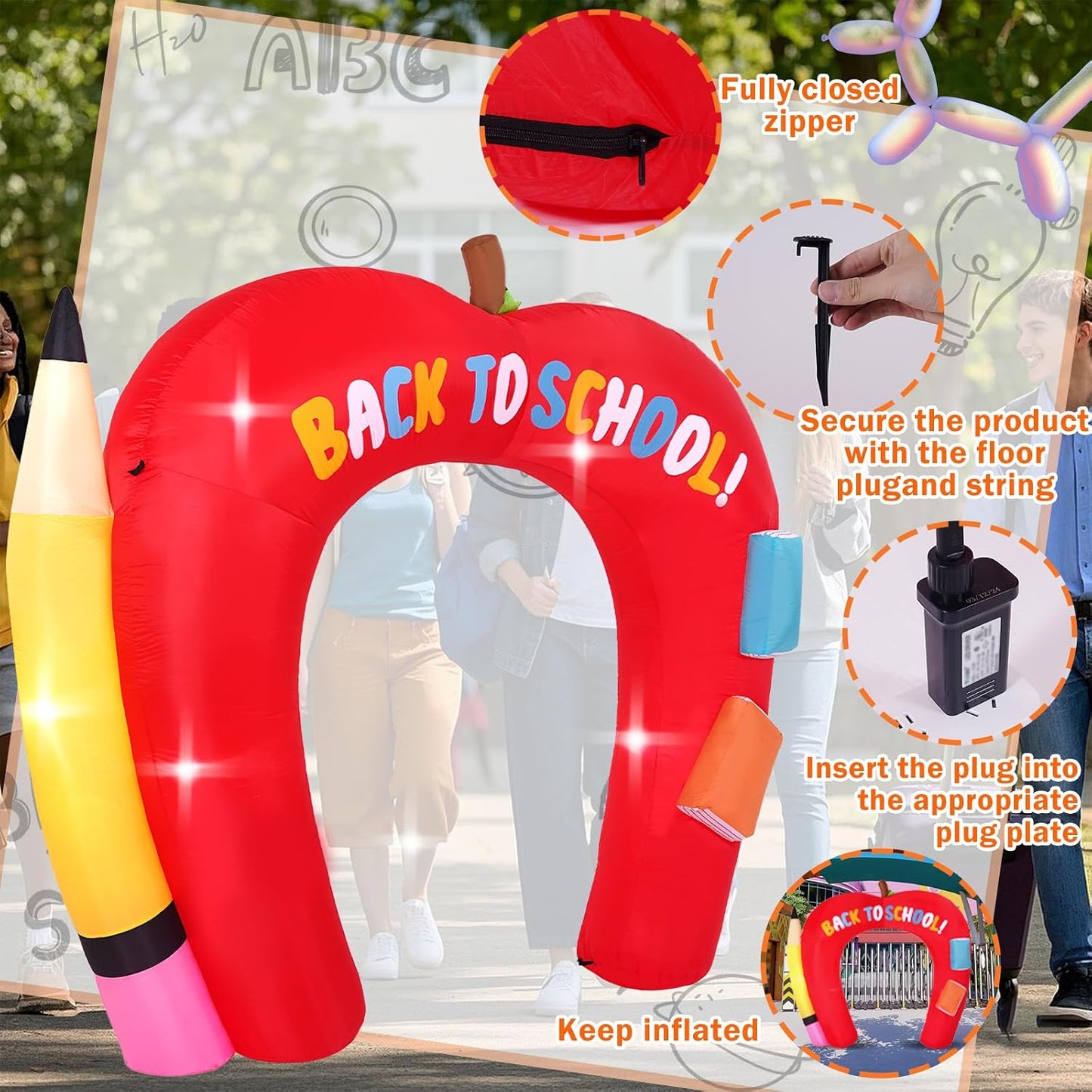 Arco inflable con luces LED para exteriores 9ft
