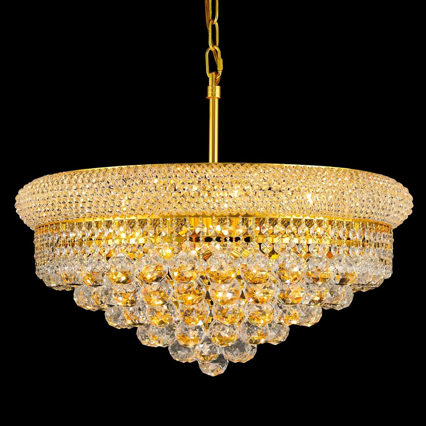 Candelabro cristal estilo imperio 9 luces doradas
