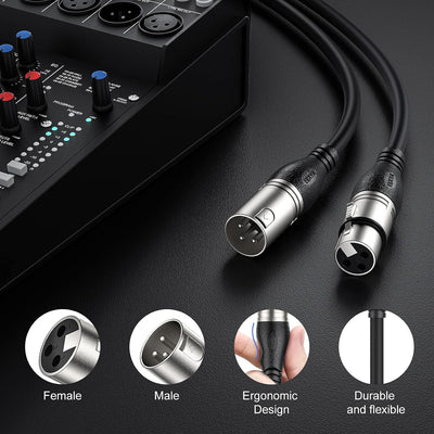 Cable XLR 100pies 2uds micrófono equilibrado negro