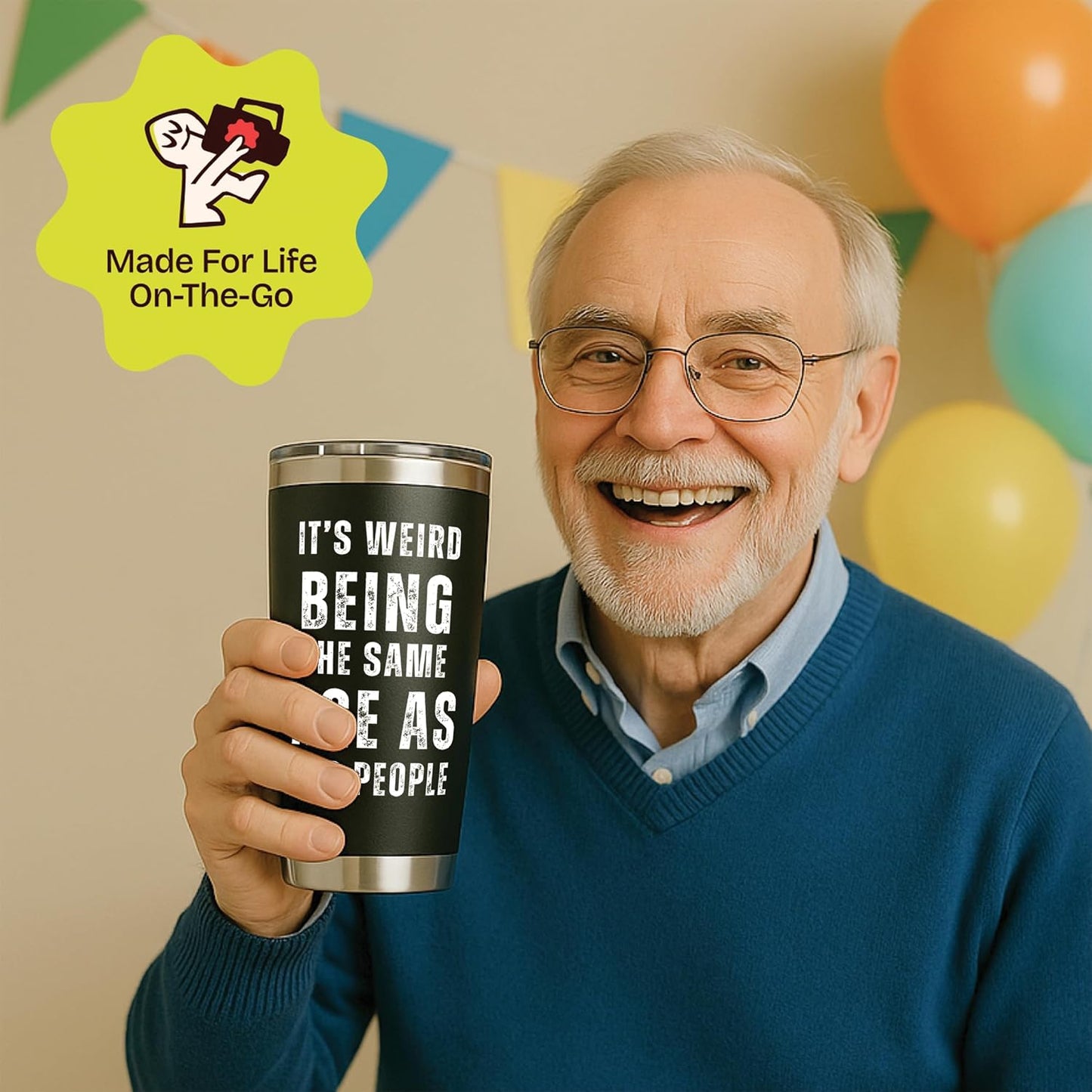 Vaso acero inox negro 20oz regalo 60 años hombre papá abuelo