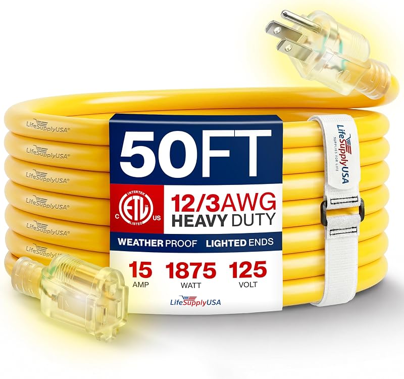 Cable extensión 50ft 12/3 SJTW impermeable 15A 125V