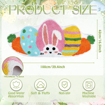 Alfombra baño huevos Pascua 39x16pulg antideslizante suave