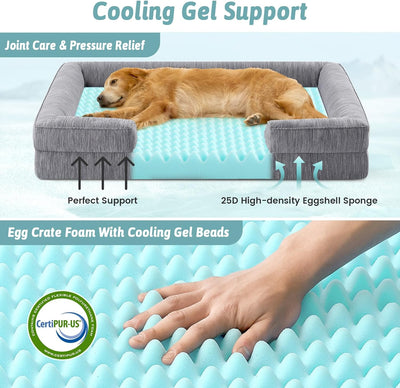 Cama refrescante perros XXL 48x35 espuma ortopédica antideslizante