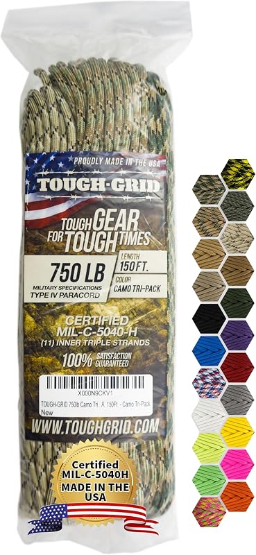 Cuerda paracaídas 340kg 100% nailon Mil-Spec tipo IV USA
