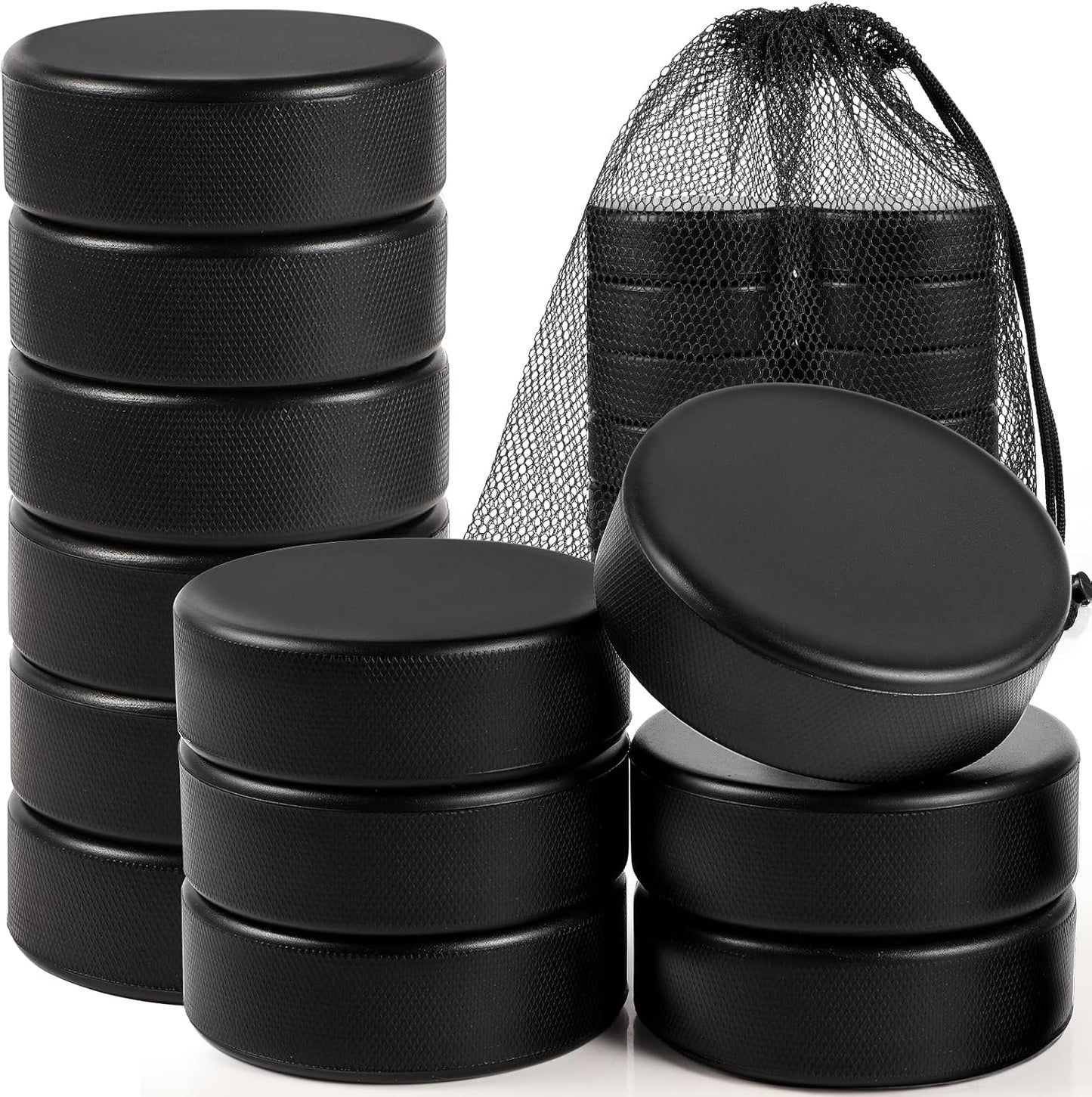 6 Pzas Puck Hockey Foam 3pulg con Bolsa Malla para Adultos