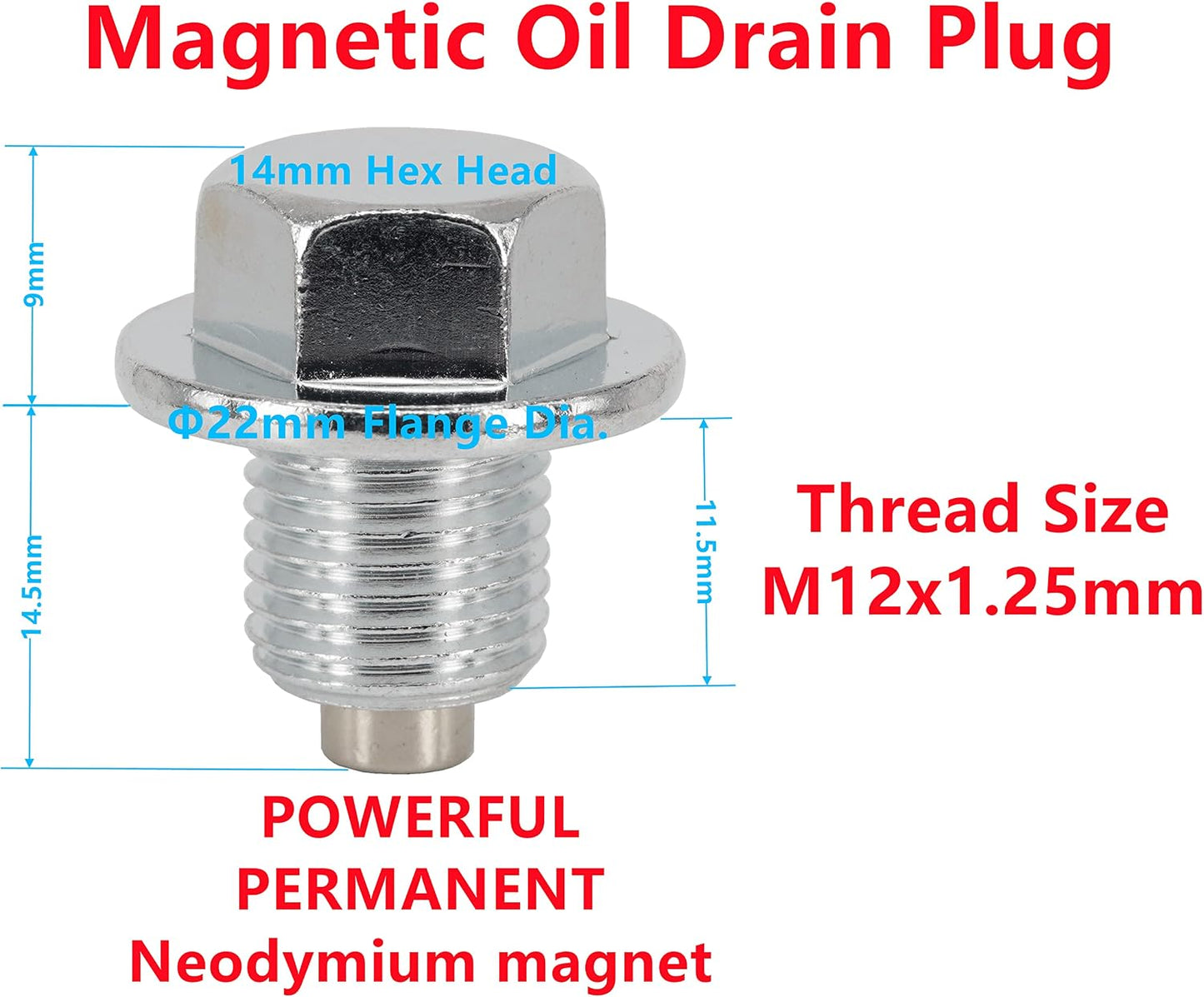 5 Pzas Tapón Magnético Drenaje Aceite M12x1.25mm
