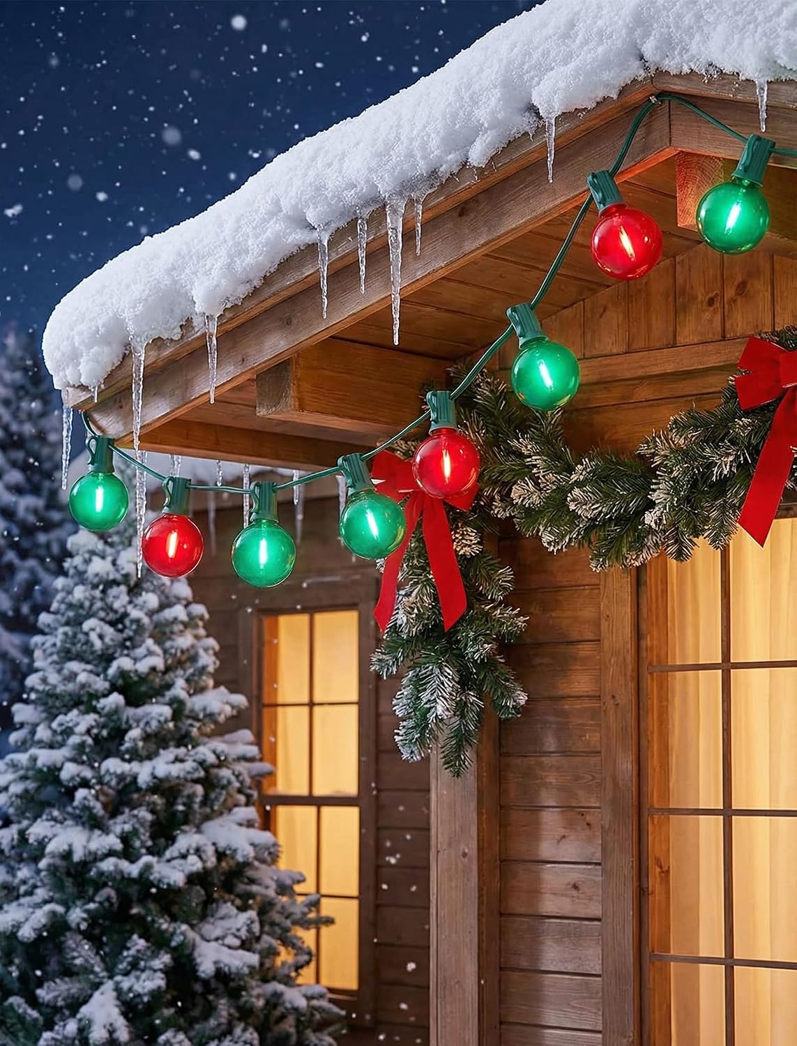 Cadena luces LED G40 Navidad 50ft 27 bombillas rojo verde
