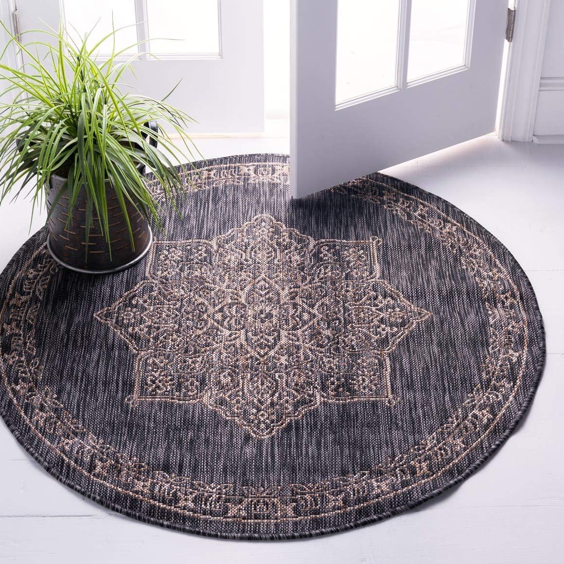 Alfombra exterior estilo tradicional 4ft1" gris carbón