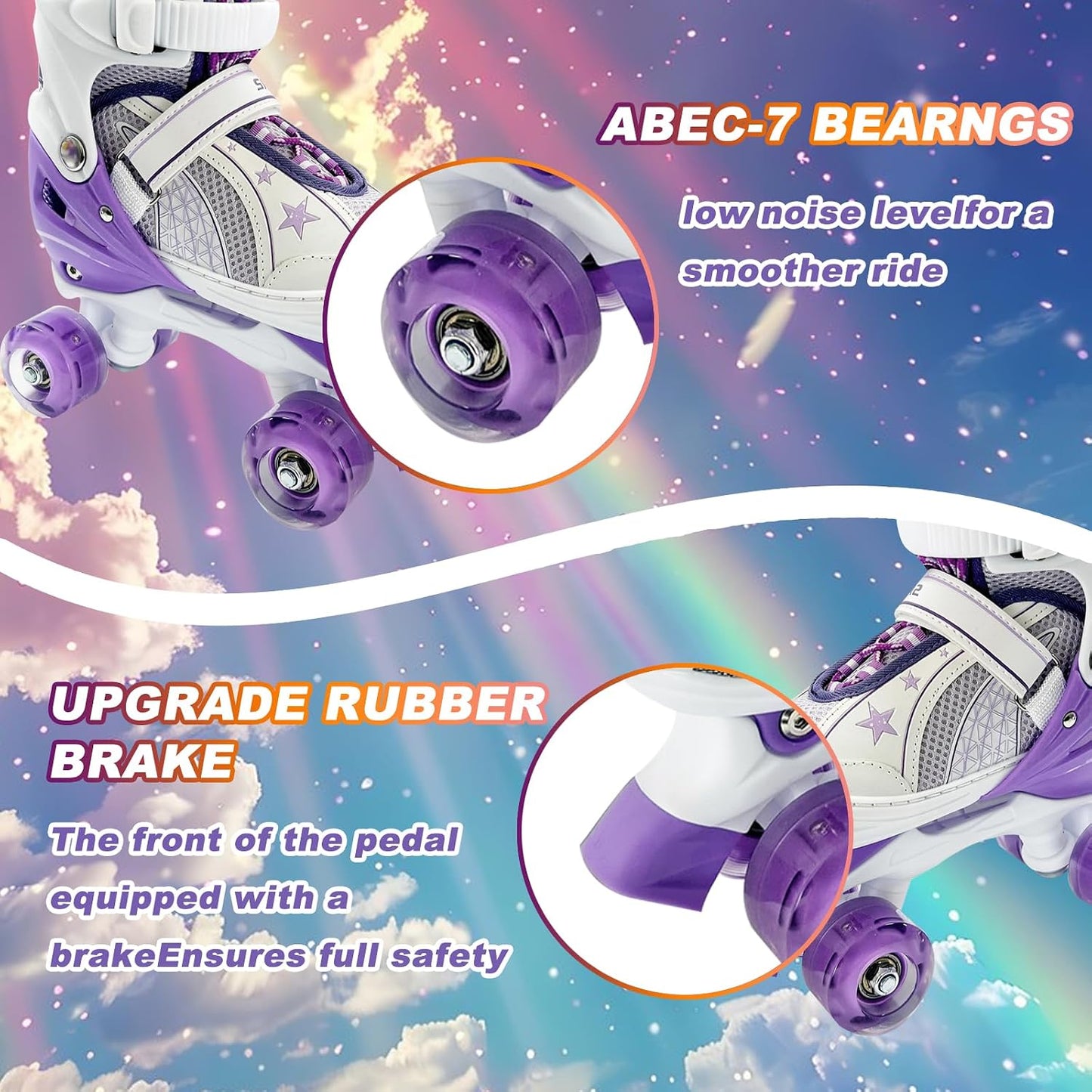 Patines ajustables para niños 3-12 años con ruedas