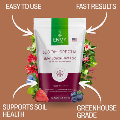 Alimento vegetal soluble 10-50-10 para flores más grandes