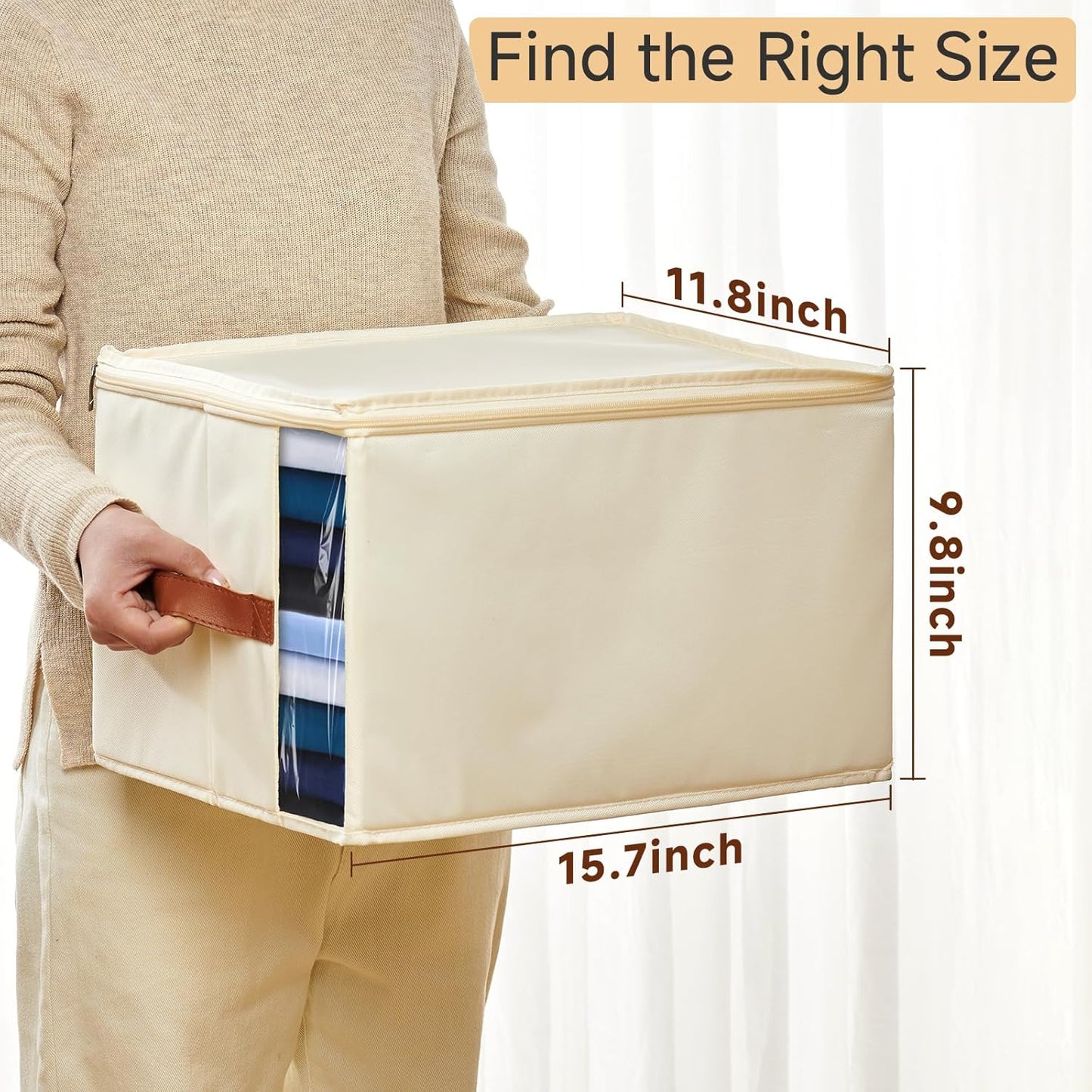 Cubo almacenamiento ropa tela plegable con tapa y cremallera