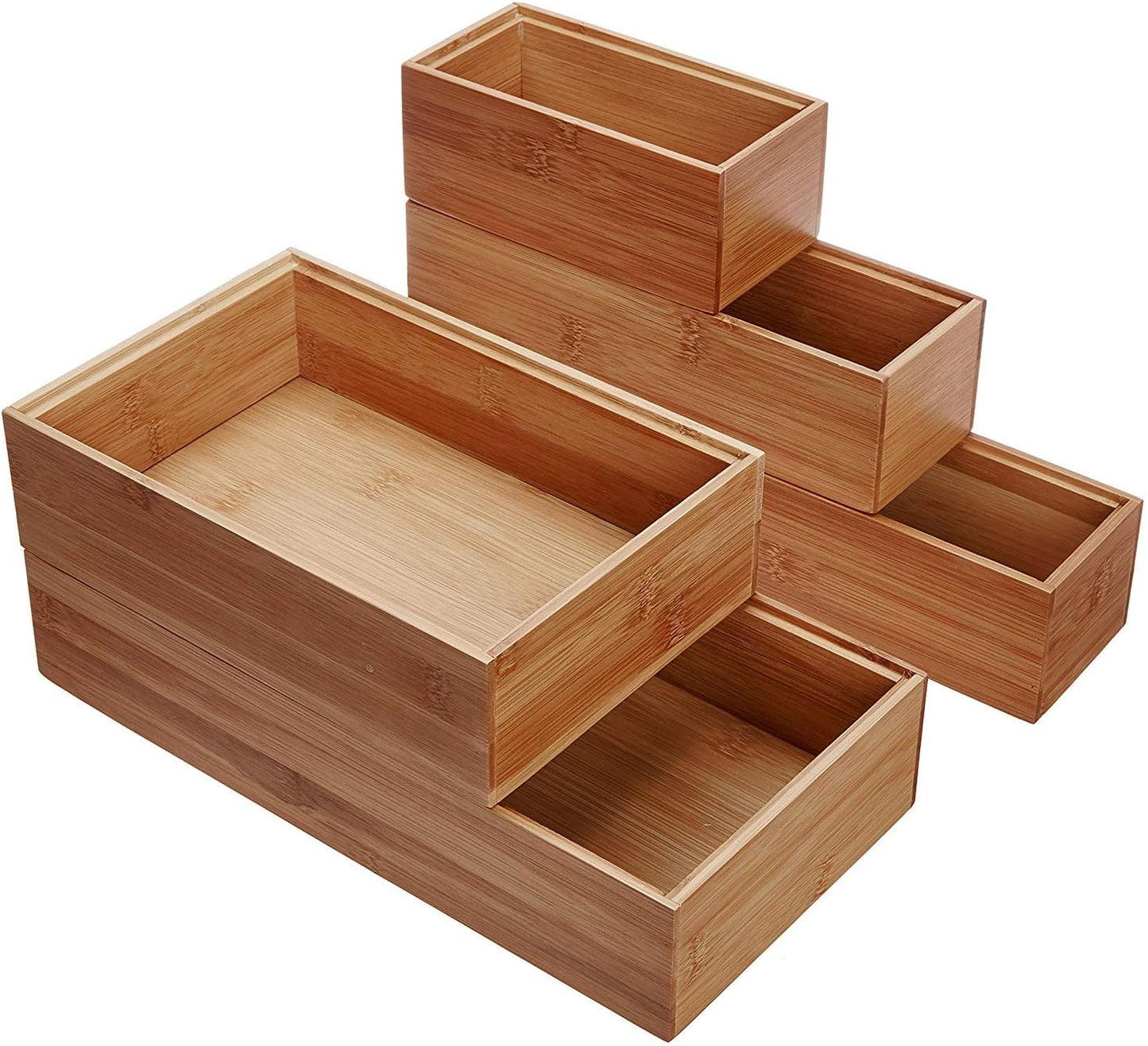 Set 5 cajas organizadoras bambú apilables