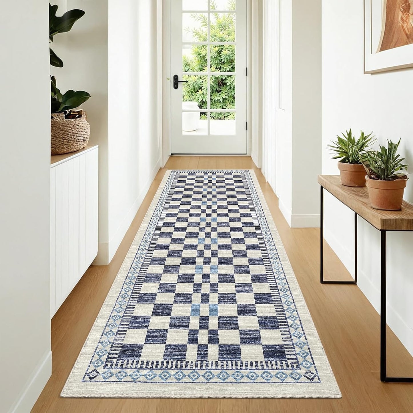 Alfombra pasillo 2x6ft antiderrap lavable moderna abstracta