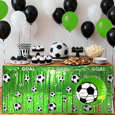 Decoraciones de mesa de fiesta de fútbol, 2 piezas de faldas de oropel 108 x 29.5 pulgadas