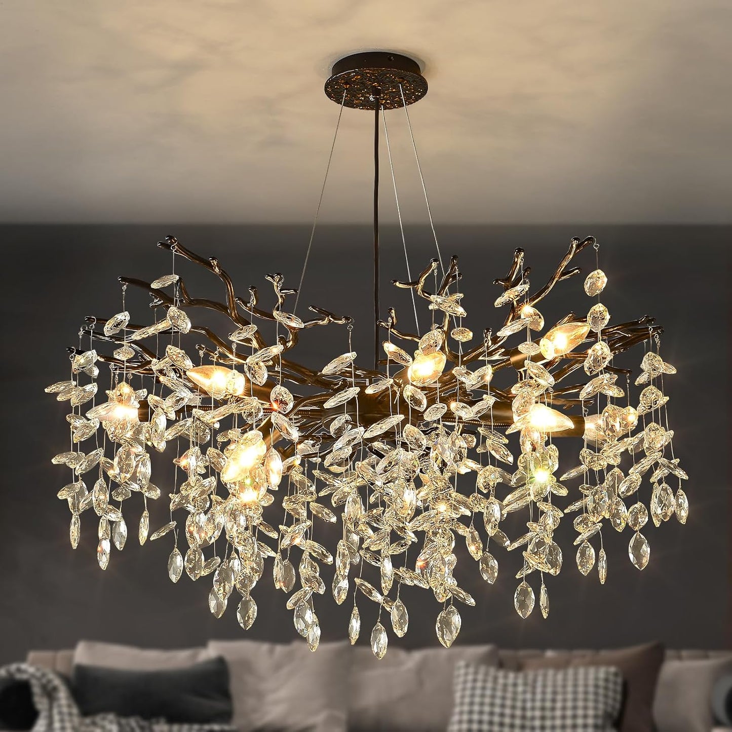 Candelabro cristal rama 32pulg 10 luces E12 sala comedor