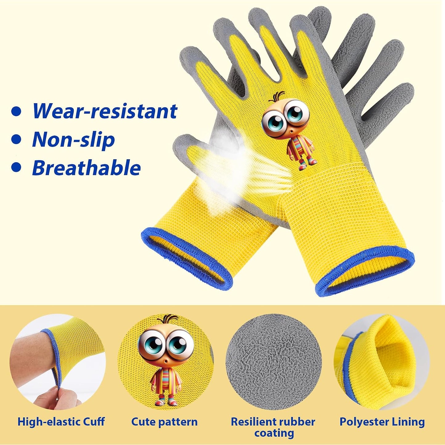 Guantes jardinería niños 3-5 años antideslizantes de goma