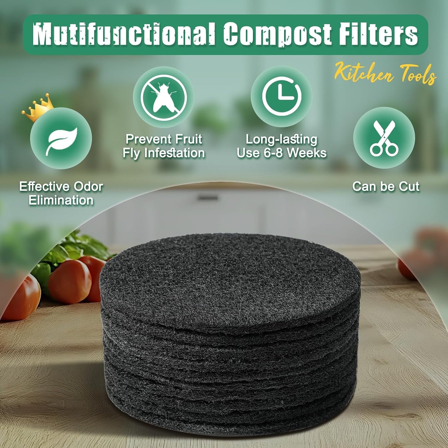 Filtros carbón 7.25pulg para compost 10uds extra gruesos