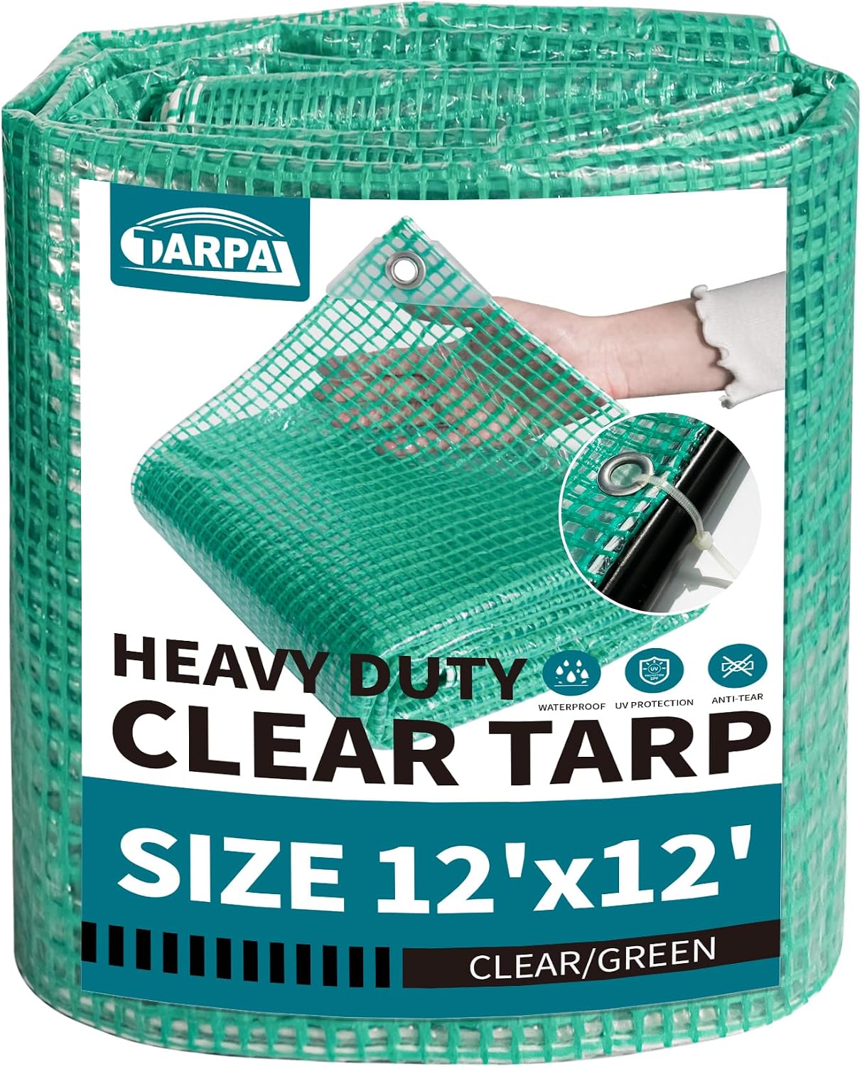 Lona transparente 12x12ft impermeable con bridas